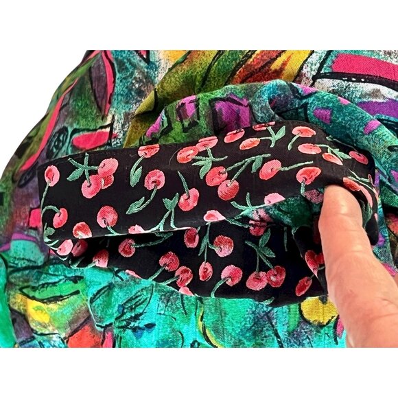 Carole Little Womens 14 Multi Print Tunic Dress Bead Trim & Ruffle Y2K Floral - Picture 7 of 12